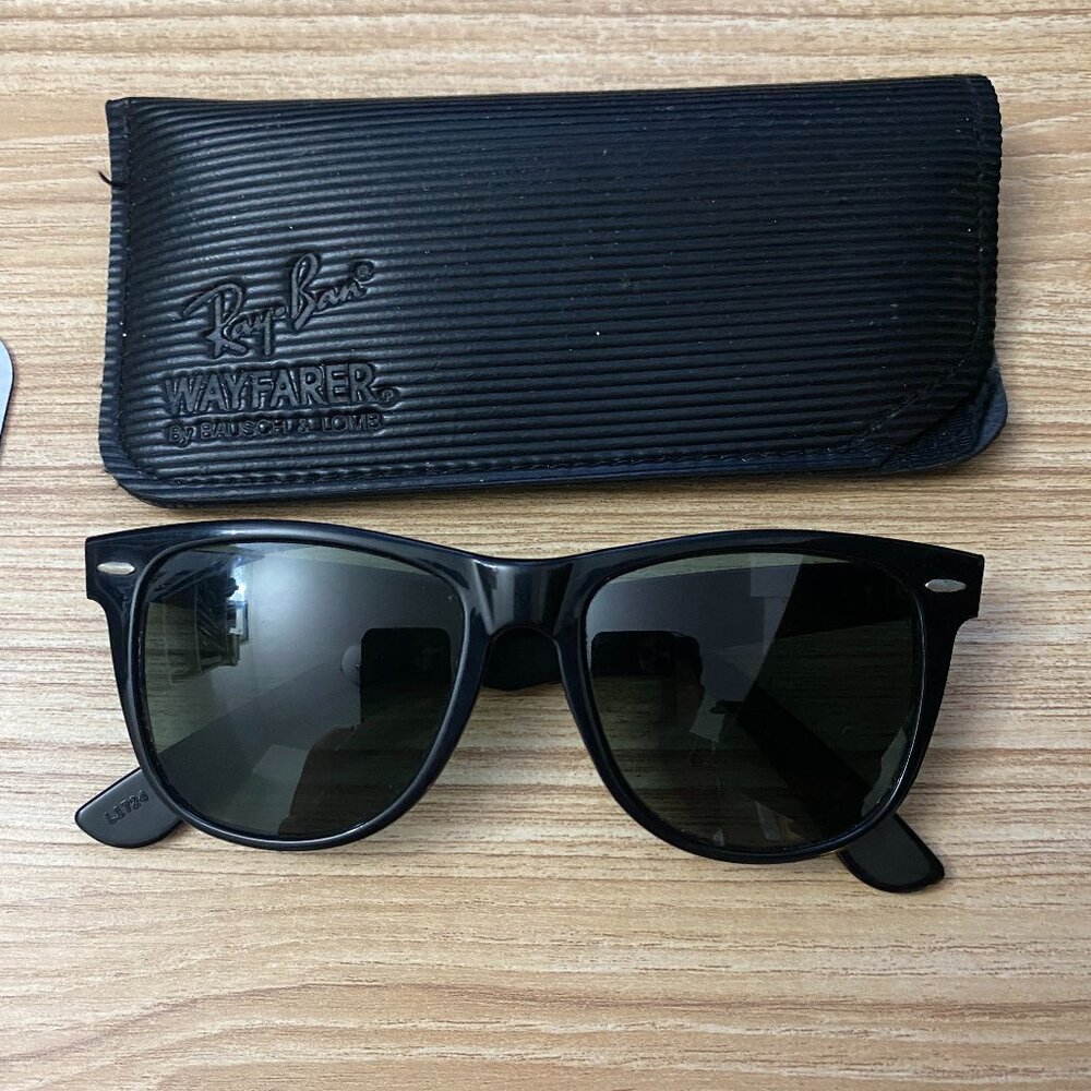 Bausch & Lomb - Ray-Ban Wayfarer II vtg sunglasses 1985 USA EBONY G15 L1724 OUAS